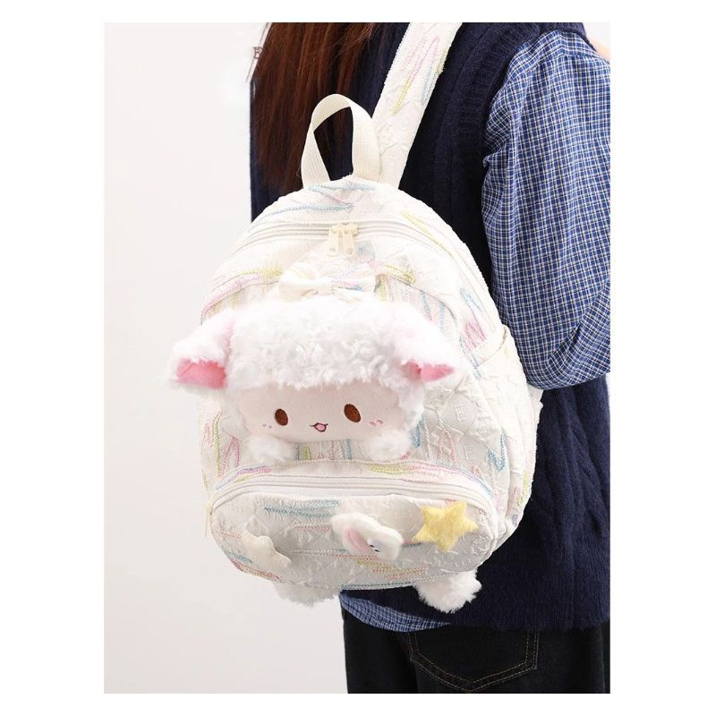 High-value Cute Lamb Backpack Winter New Female College Student Schoolbag Large Capacity Commuter Backpack