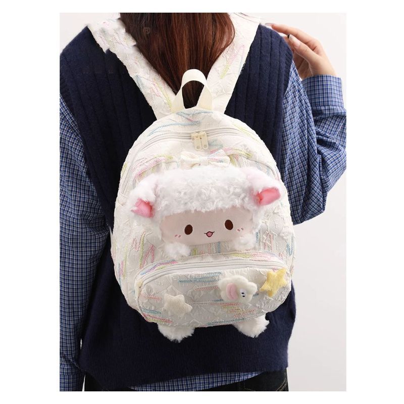 High-value Cute Lamb Backpack Winter New Female College Student Schoolbag Large Capacity Commuter Backpack