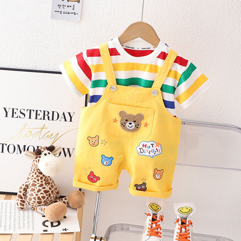 Boys Summer Clothes Western-style Children's Clothing Yellow Color For 12-18 Months, Imported From China