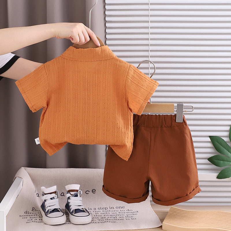 Summer Elephant Shirt Children's Short-Sleeve Set Boys'  Short-Sleeve Two-Piece Set For 1-2 Years Imported From China