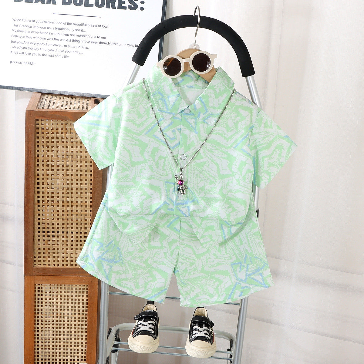 Boys summer fashion all-over print Hong Kong style shirt for 6-9 month, 1-7 years imported from china