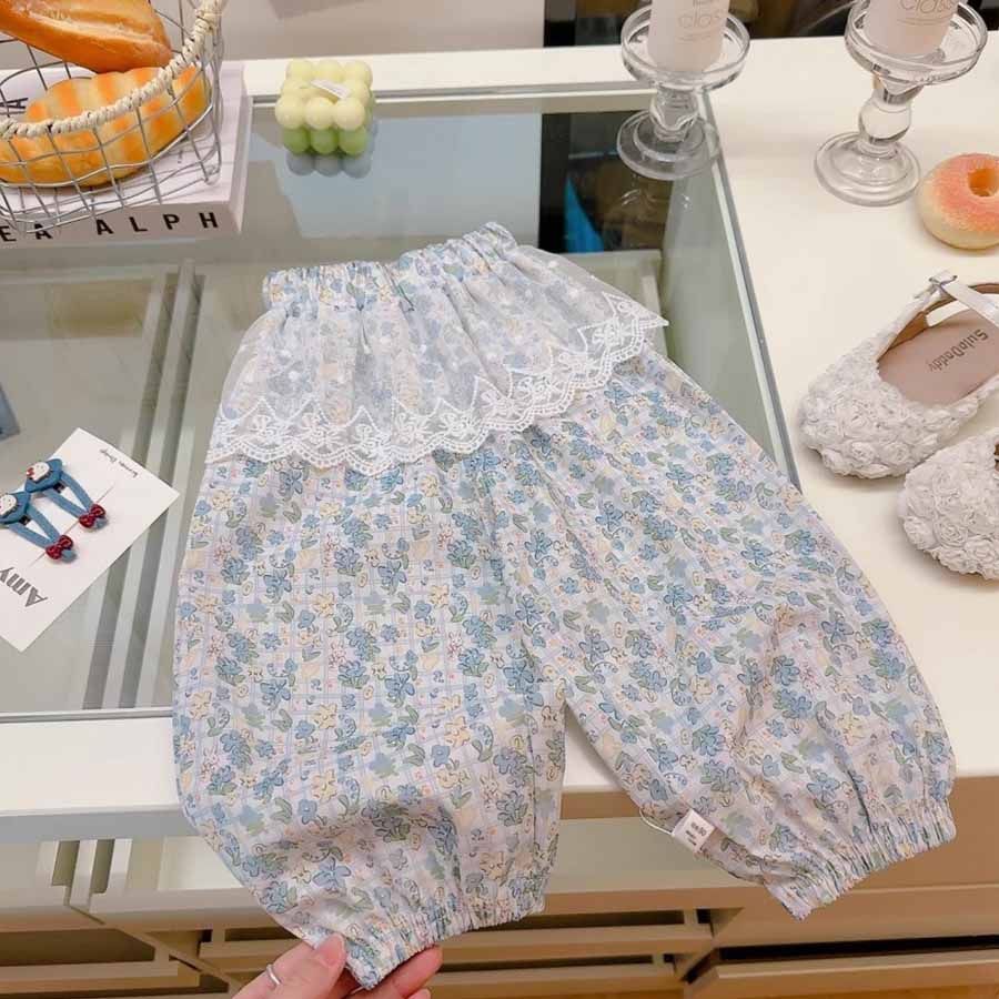 Girls' Summer Pants, Kidsren's Loose, Lightweight, Breathable, Lace Anti-Mosquito Pants, Baby Girl's Thin Casual Pants, 2-8y size, imported from china