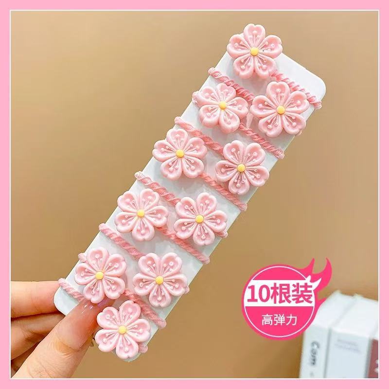 Children's candy-colored sweet cartoon hair flowers, hair ties, pink color, imported from china