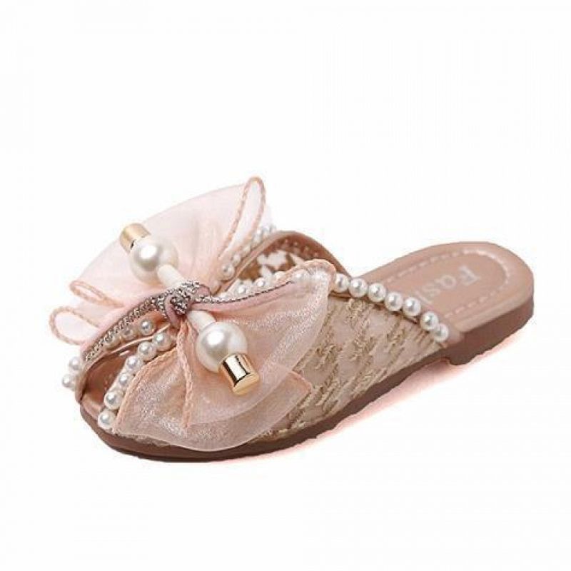 Girls' Princess-Style Slippers, Summer Children's Slippers with Bow, 35 Size, Imported From China