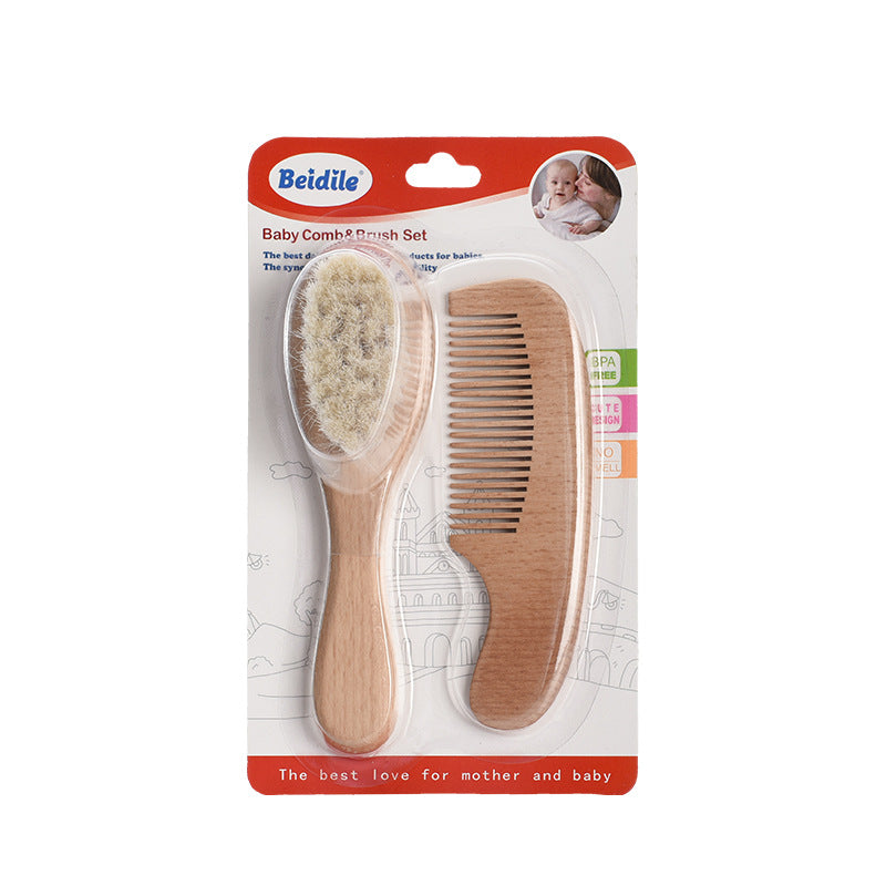 Baby Carding Brush Baby Care suit Comb Beech Wood Soft Hair Brush Cleaning Carding Brush Imported From China