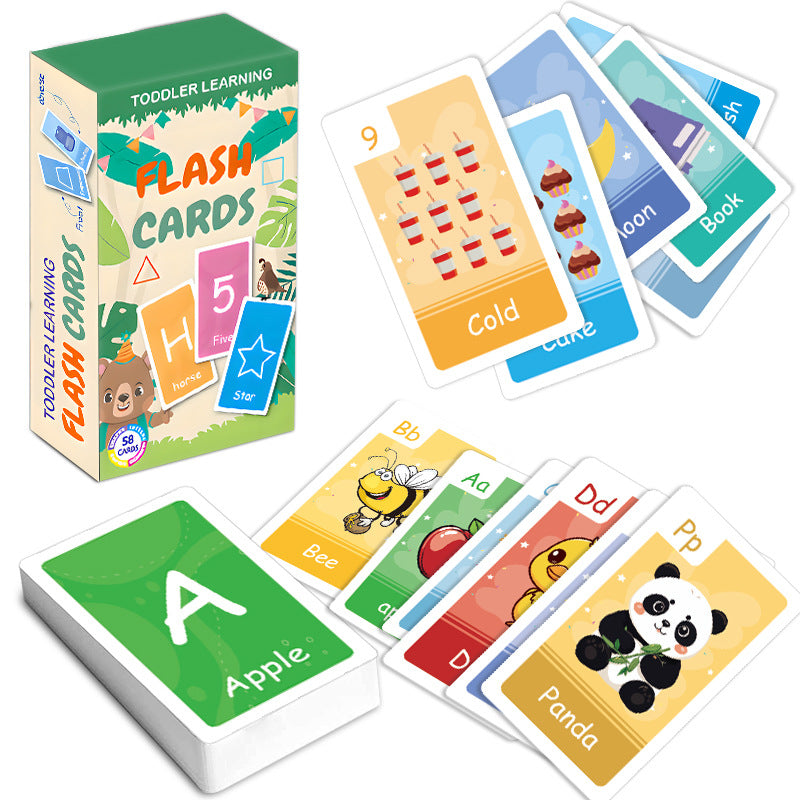Baby Enlightenment Early Education Flash Card Learning Card Color Number Shape Animal English Alphabet Word Card Imported From China