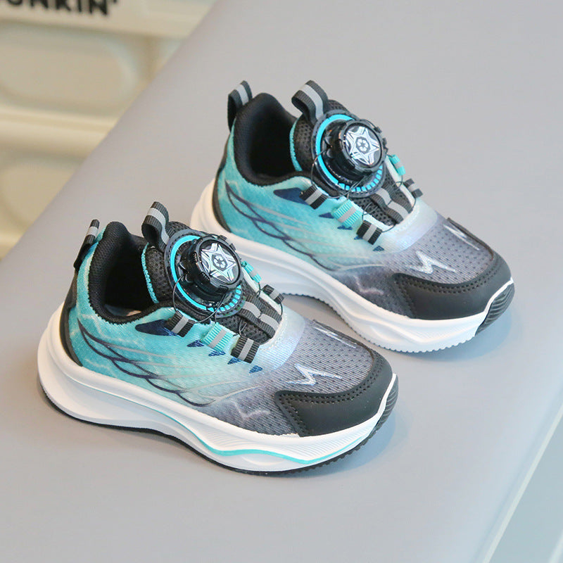 Children's sports shoes, boys' casual shoes rotating button girls' running shoes soft sole, 22 size, imported from china