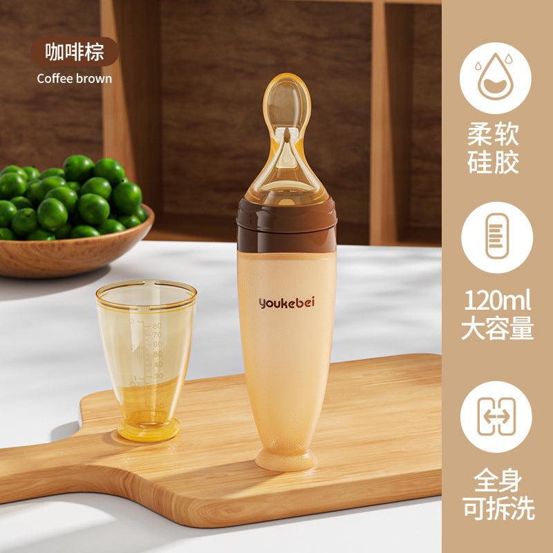 Silicone Food Supplement Spoon, Squeeze Rice Cereal Bottle, Baby Food Supplement Tool, Leak-Proof Design, Food Grade, Easy to Clean, Cross-Border