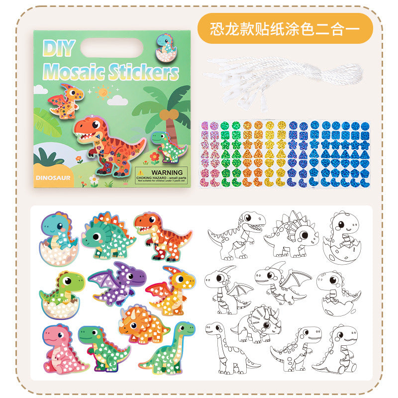 Cross-Border Christmas Mirror Mosaic Stickers Children's Aluminum Foil Paper DIY Coloring Toys Sticker Art, Imported From China
