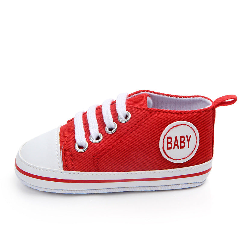 Side-stitched baby soft-soled shoes, baby walking shoes, 21 size, imported from china