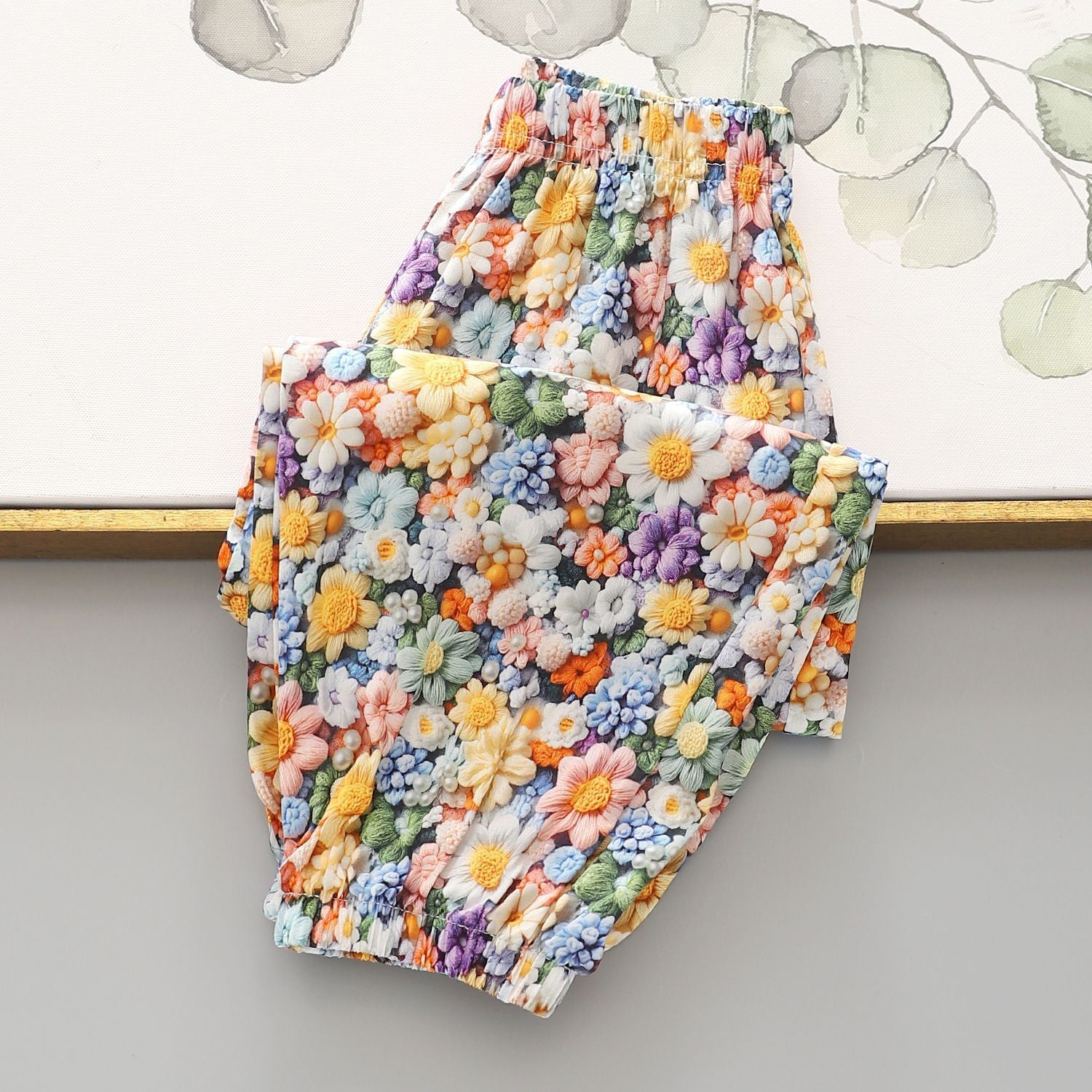 Girls' Pants Summer Thin Floral New Arrival Anti-mosquito Pants for Small and Medium-sized Children Girls' Summer Outer Wear Pants 2-9y size imported from china
