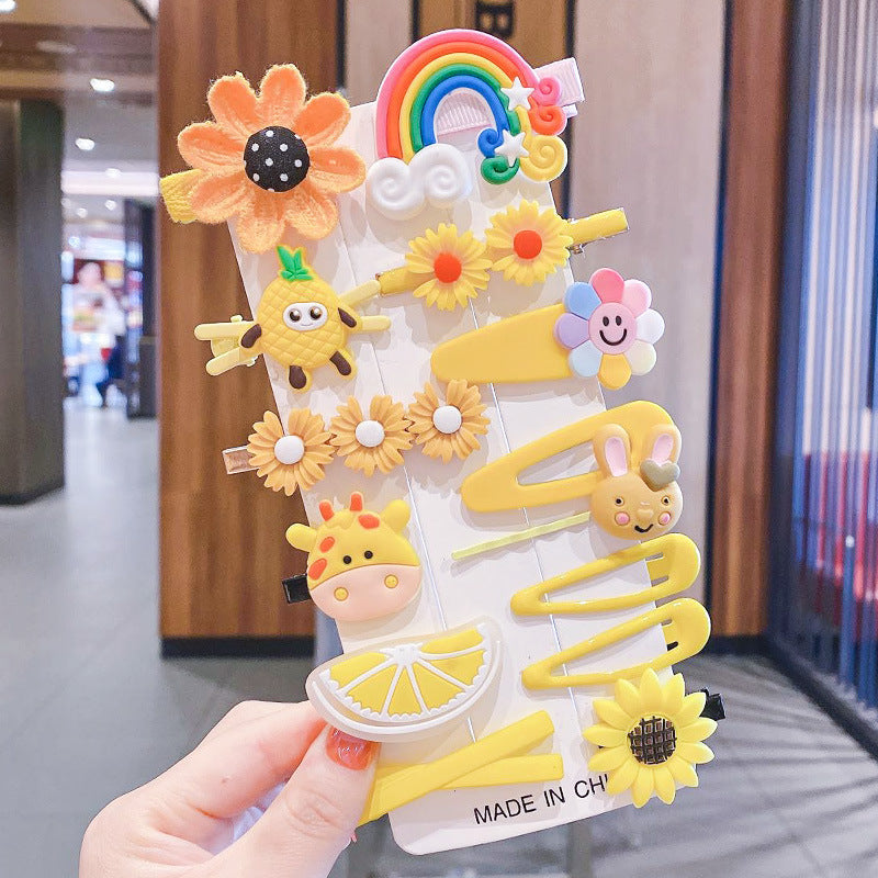 Popular girls' hair clips, cute side clips, sweet and cute cartoon headwear, yellow color, imported from china
