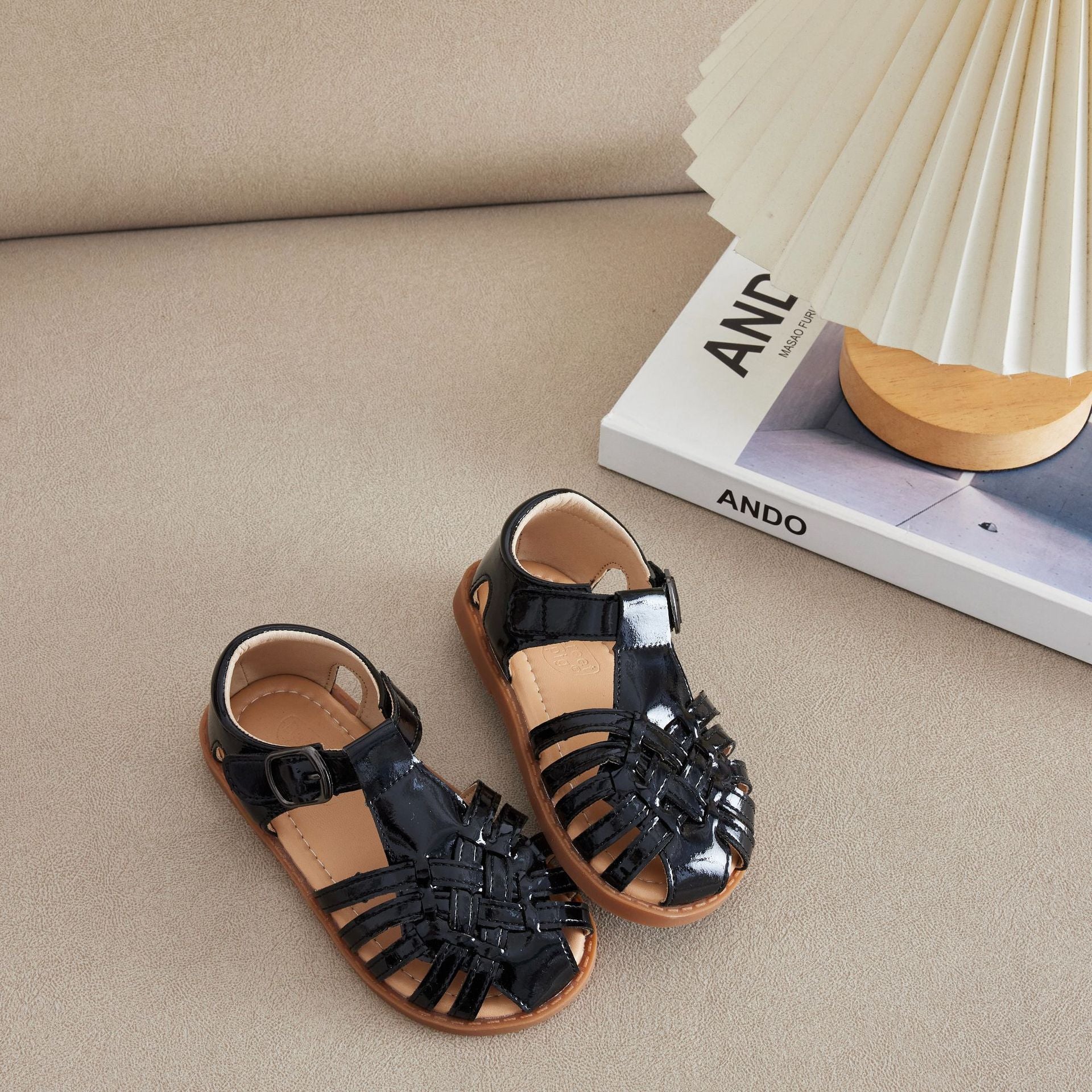 Girls' Roman sandals, summer style, woven closed toe, breathable, soft, 21-30 size, imported from china