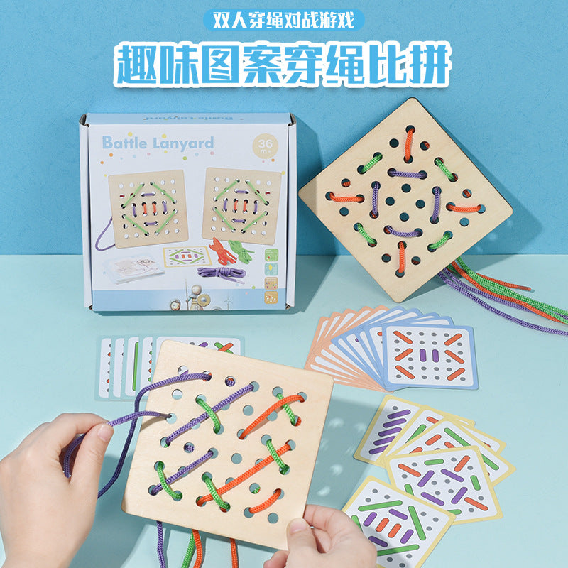 Children's Educational Threading Board, Threading Rope and Beads to Exercise Baby's Fine Finger Movement Toys, Montessori Early Education Teaching Aids, Imported From China