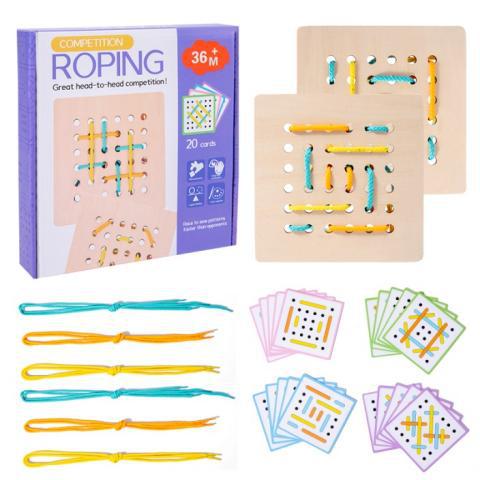 Children's Educational Threading Board, Threading Rope and Beads to Exercise Baby's Fine Finger Movement Toys, Montessori Early Education Teaching Aids, Imported From China