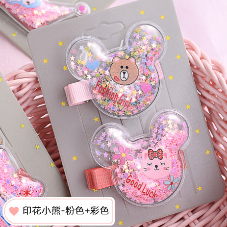 Children's hair clips, crowns, star-shaped quicksand, baby hair clips, imported from china