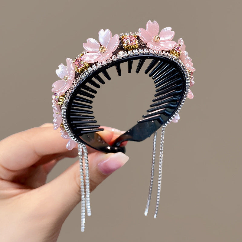 Girls Popular online style copper alloy synthetic zircon pendant with wheat,  Pink Flowers, Imported from China