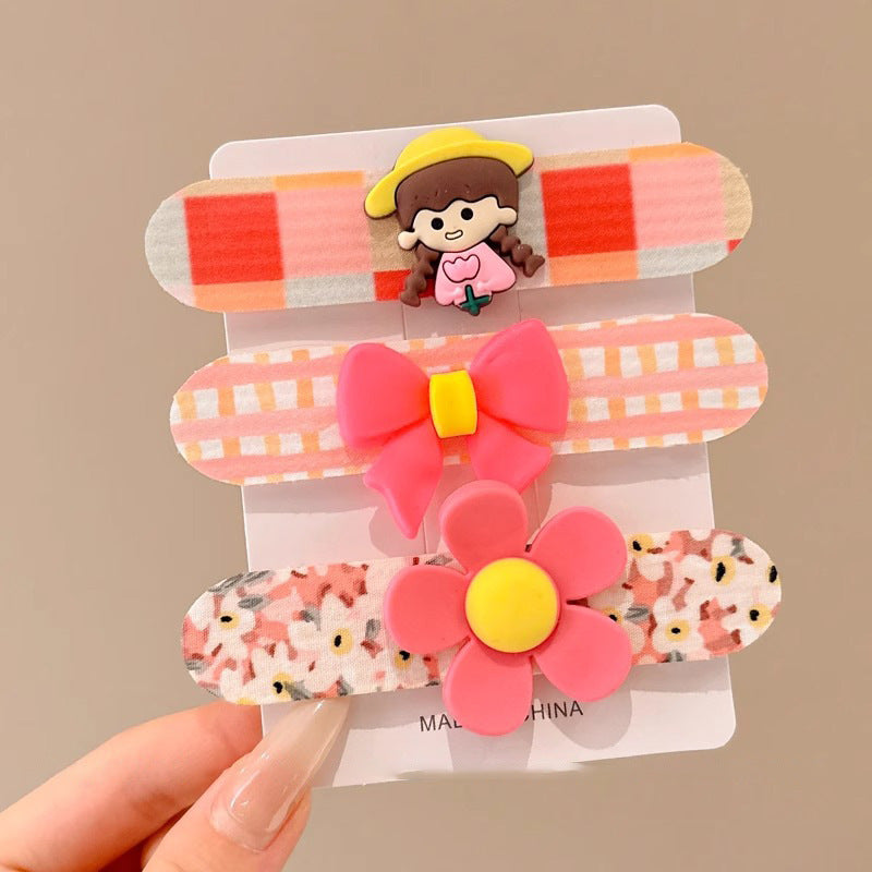 Popular children's Velcro hair clips for girls' bangs clips, back of head hair clips, accessories, lively 3-piece set, imported from china