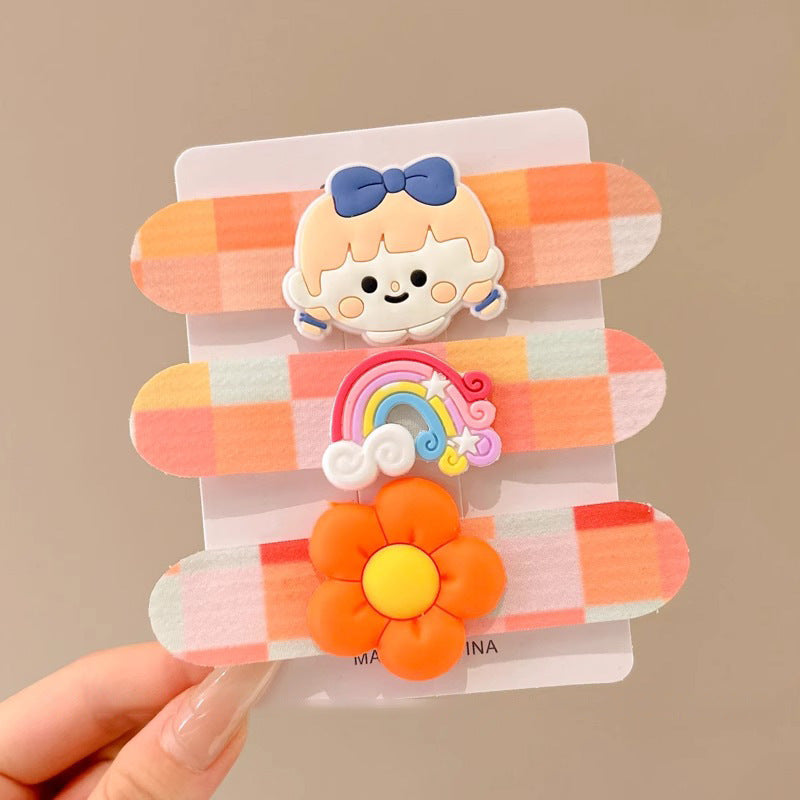 Popular children's Velcro hair clips for girls' bangs clips, back of head hair clips, accessories, rainbow 3-piece set, imported from china