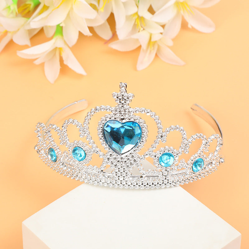 Plastic heart-shaped crown headband, children's holiday birthday party hair accessory, color blue, imported from china
