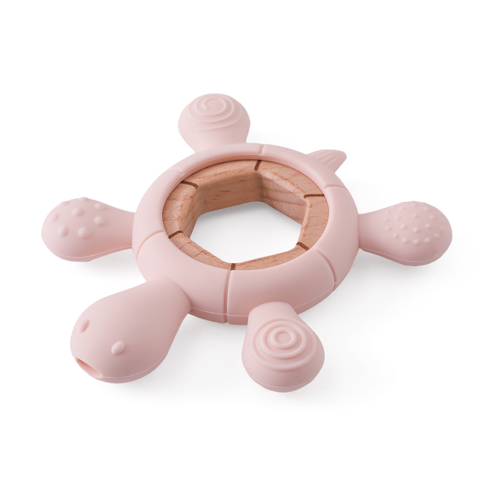 Amazon Baby Silicone Teegel Rattle Baby's Mouth Period Anti-Bite Wooden Silicone Two-in-One Animal Teegel