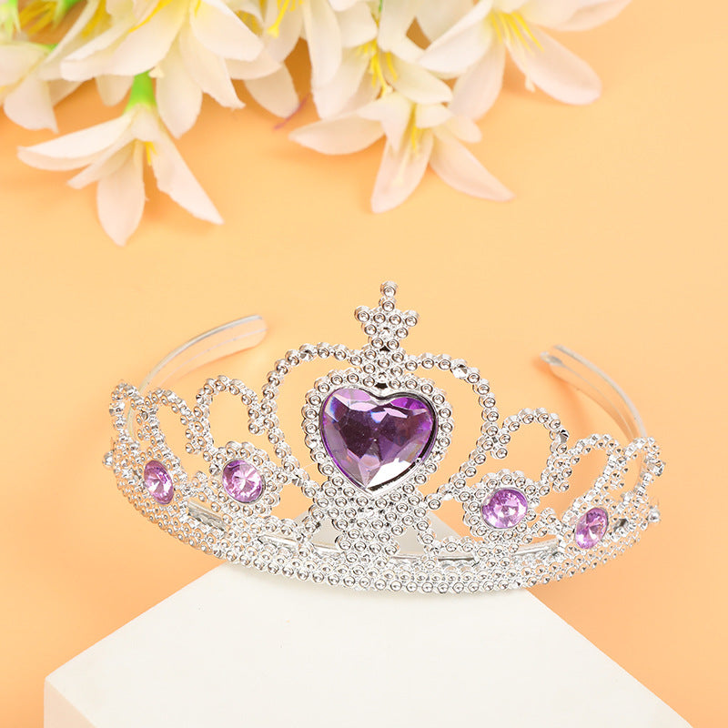 Plastic heart-shaped crown headband, children's holiday birthday party hair accessory, color purple, imported from china