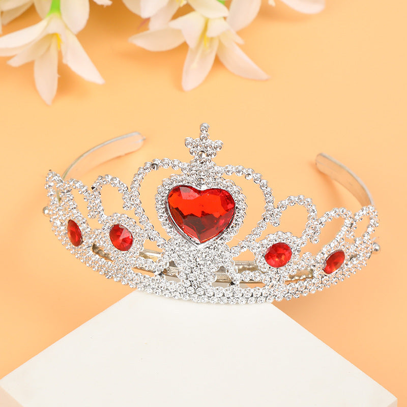 Plastic heart-shaped crown headband, children's holiday birthday party hair accessory, color red, imported from china