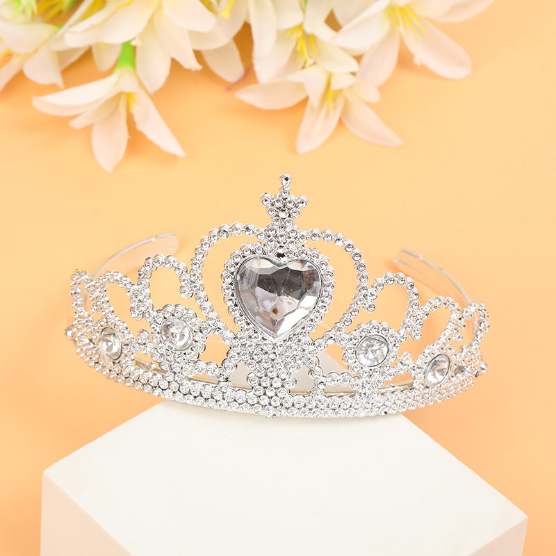Plastic heart-shaped crown headband, children's holiday birthday party hair accessory, color gray, imported from china