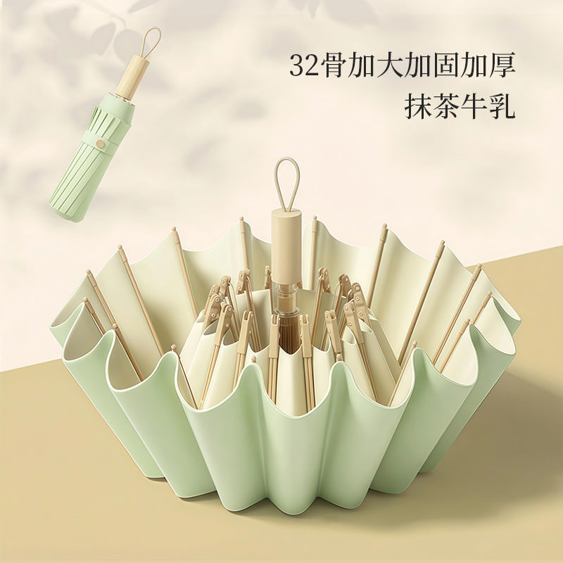 32-Bone Foldableing Sunny and Rainy Umbrella for Women, Sunny and Rainy Dual-Use Sun Protection and Anti-Uv Sun Umbrella, Enlarged, Reinforced and Thickeneded Sunshade