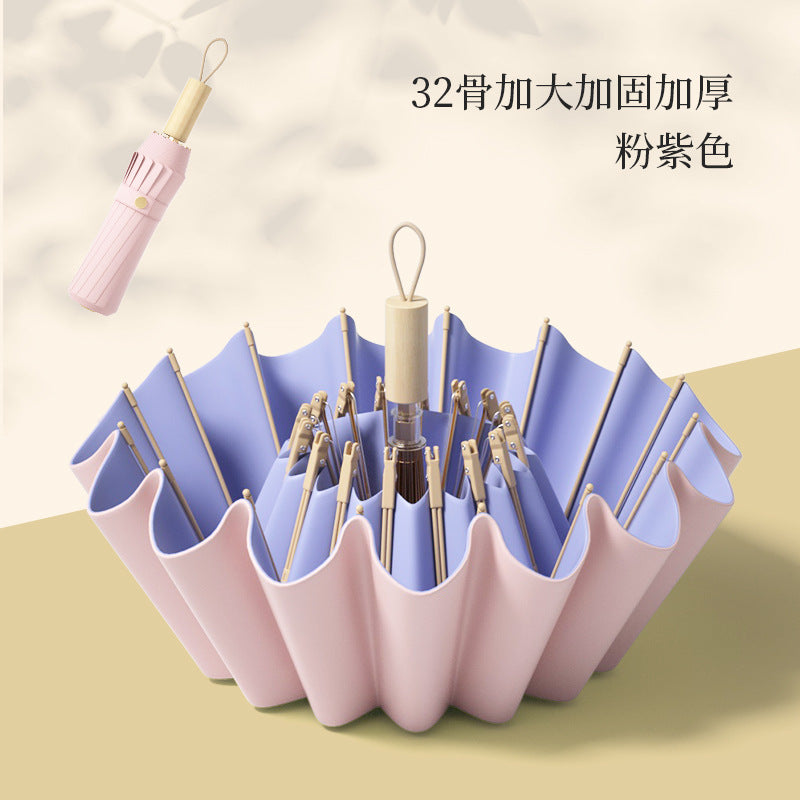 32-Bone Foldableing Sunny and Rainy Umbrella for Women, Sunny and Rainy Dual-Use Sun Protection and Anti-Uv Sun Umbrella, Enlarged, Reinforced and Thickeneded Sunshade