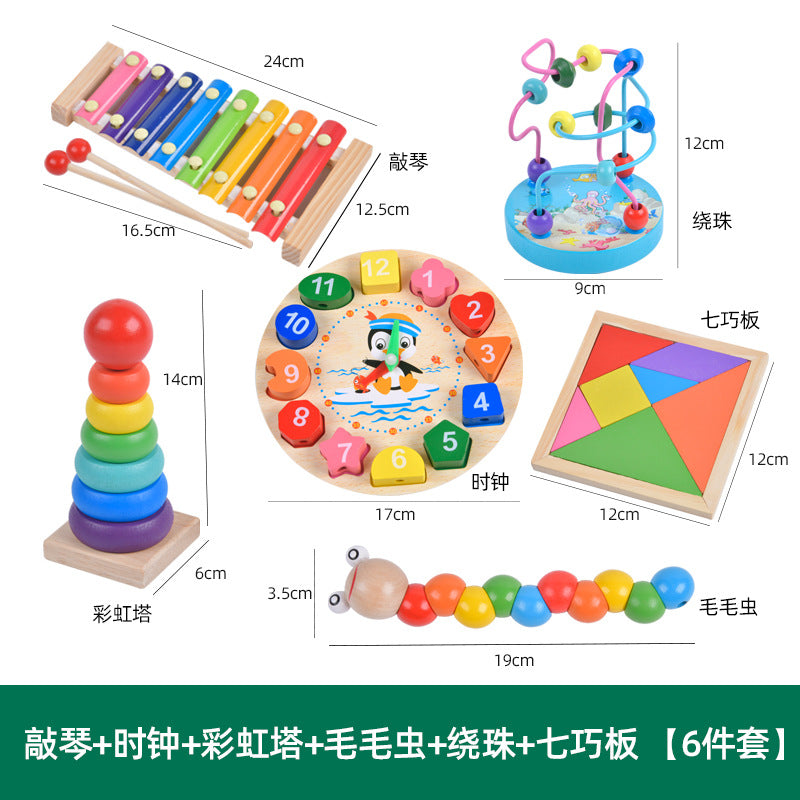 6pcs/set Montessori Wooden Toys for Babies Boy Girl Gift Baby Development Games Wood Puzzle for Kids Educational Learning Toy