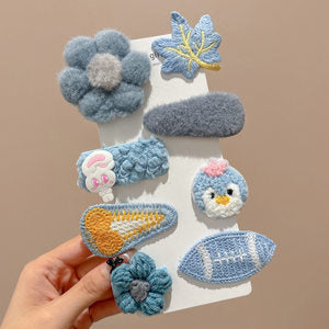 Popular girls' hair clips, cute side clips, sweet and cute cartoon headwear, blue color, imported from china