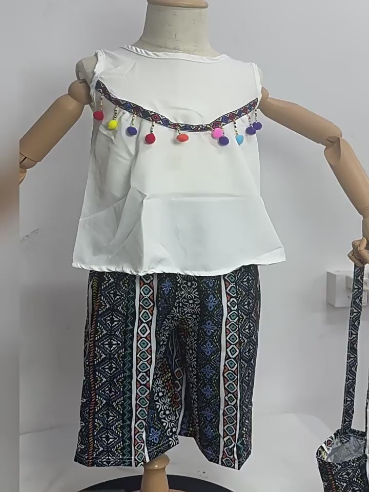 Korean-style ethnic-inspired two-piece  sleeveless for girls, For 3-6 Years, Imported From China