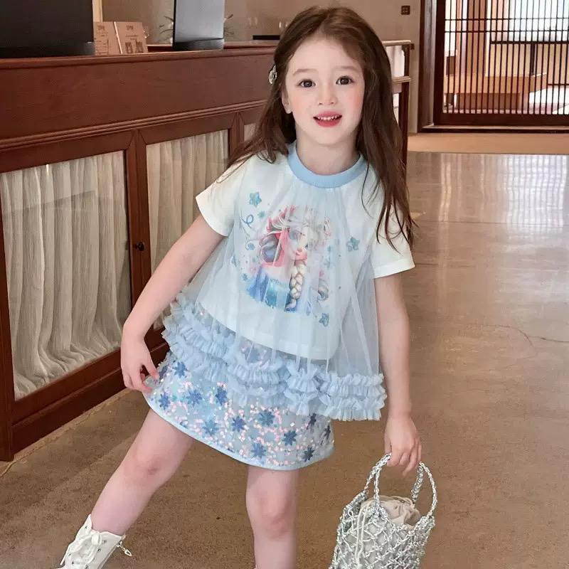 Girls' Elsa Summer Outfit Set, For 4-6 years, Imported From China