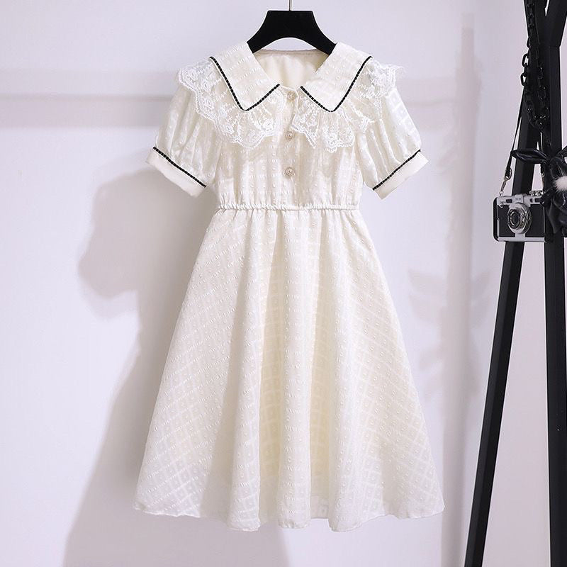 Girl's Chanel Style dress Summer Western Style Lace Doll Collar Princess, For 6 Years, Imported From China