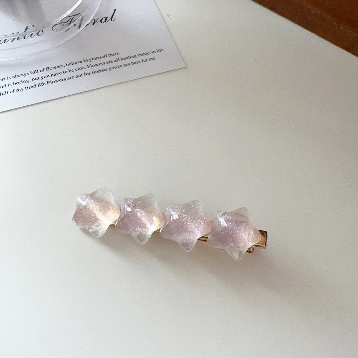 Super cute gradient star hair clip, girly duckbill clip, light pink color, imported from china