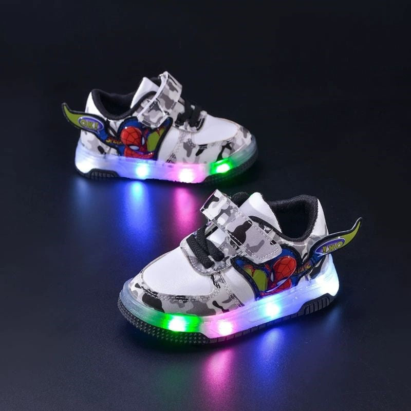 Children's LED Light-Up Shoes, Boys' and Girls' Leather Panel Shoes, Size 27, Imported From China