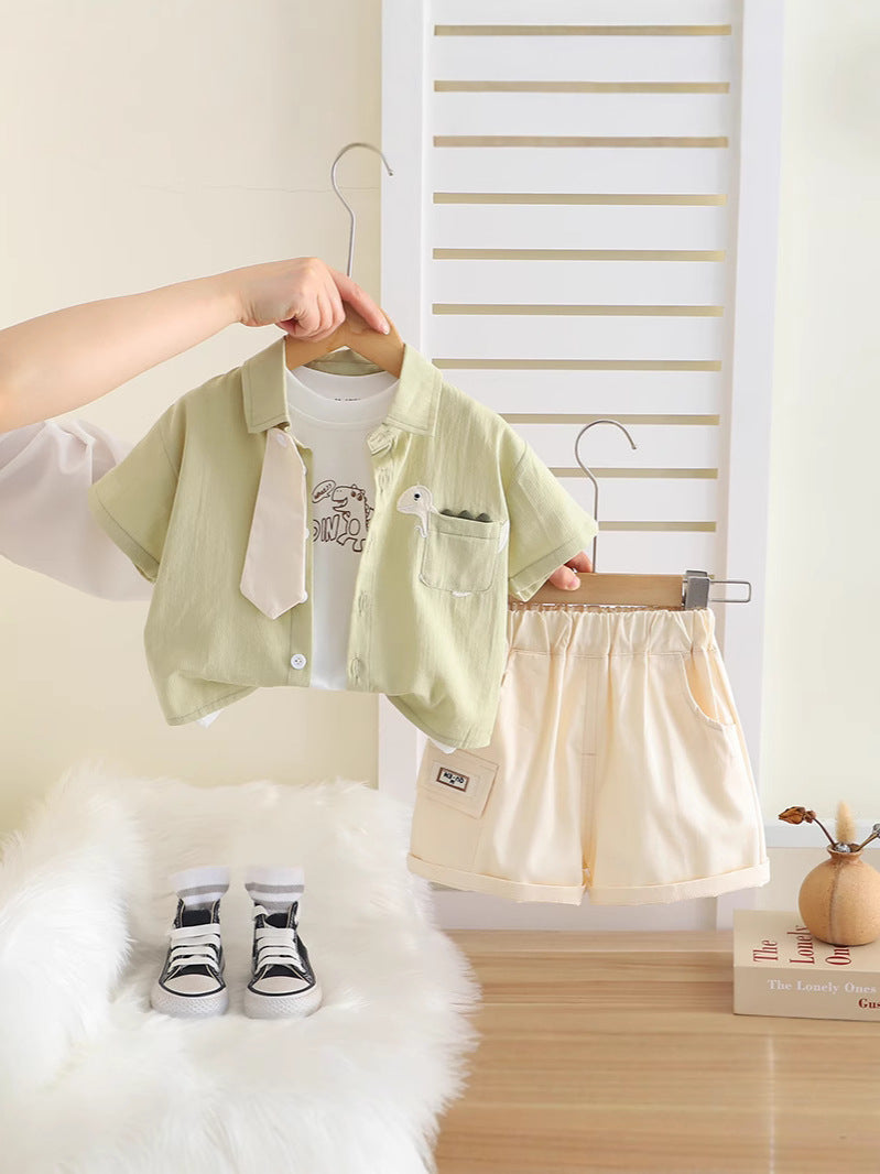 Boys' Summer Outfit Set Short-Sleeve Shorts Two-Piece Set For 4-5 Years Imported From China