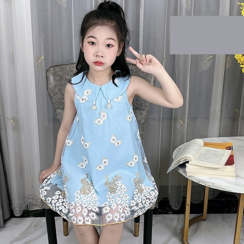 Summer Baby Girls Dress For 6-7 Years, Blue Color, Imported From China