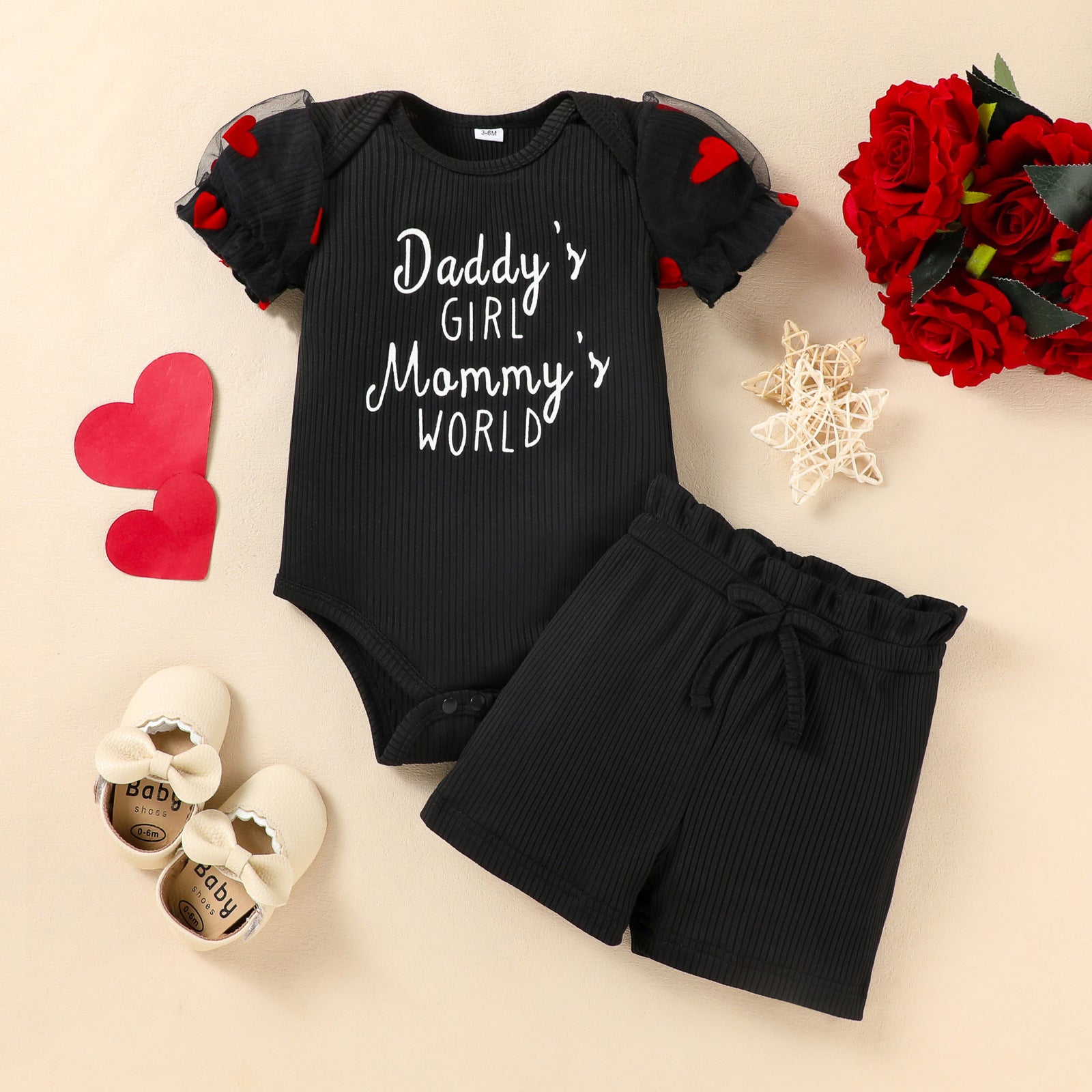 New Baby Suit Summer Baby Short-Sleeved Triangle Robe, Black Color, For 6-12 Months, Imported From China