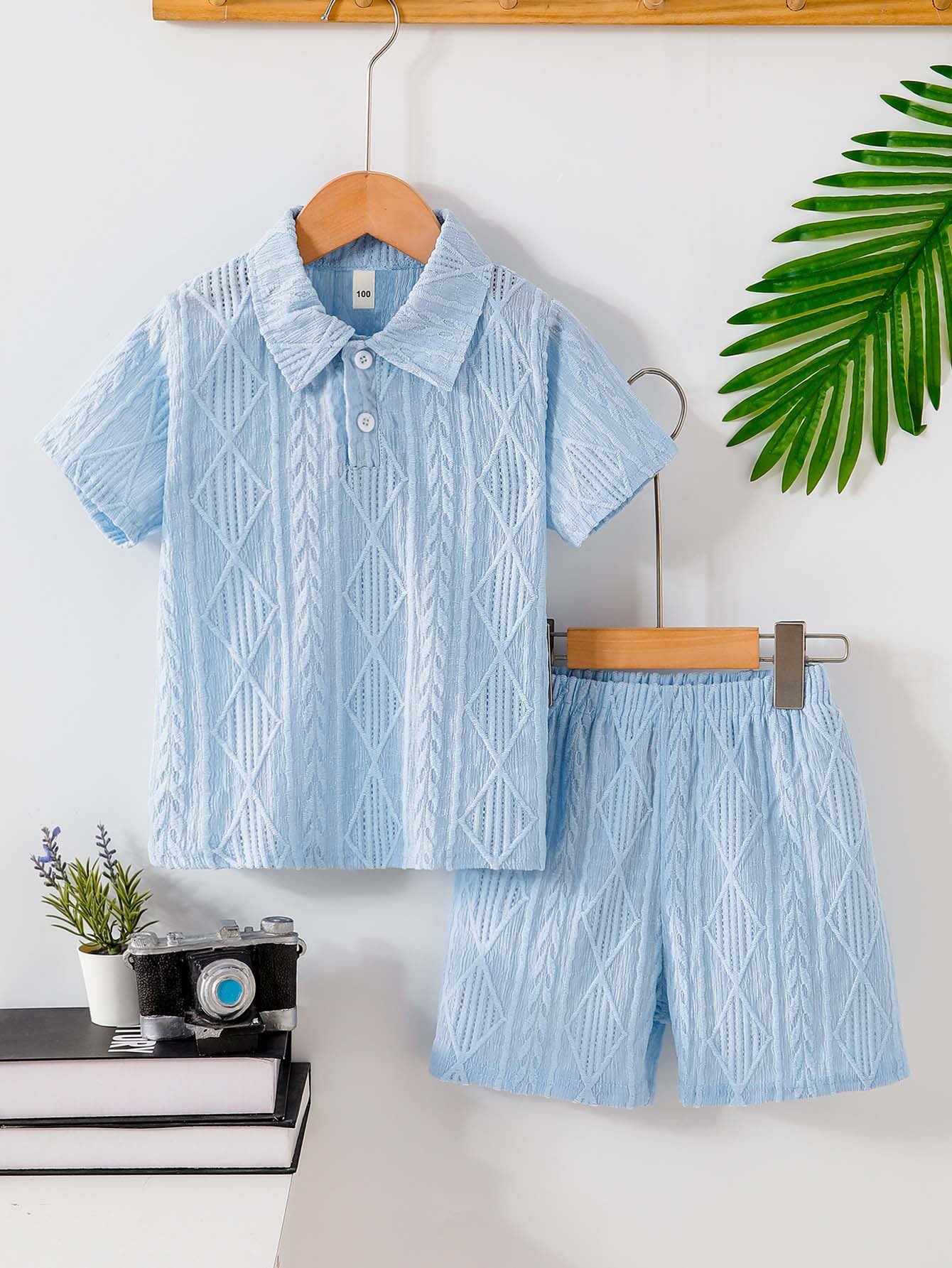 Boys' short-sleeved shirt+pant blue color, For 6-7 Years, Imported From China
