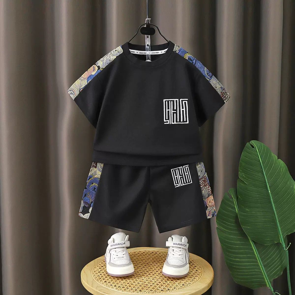Korean style thin short-sleeved children's clothing set for boys two-piece set, for 5-12 years imported from china