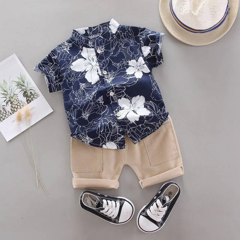Summer Short-Sleeve Set for Boys Two-Piece Children's Shirt Set For 6-9 Months Imported From China