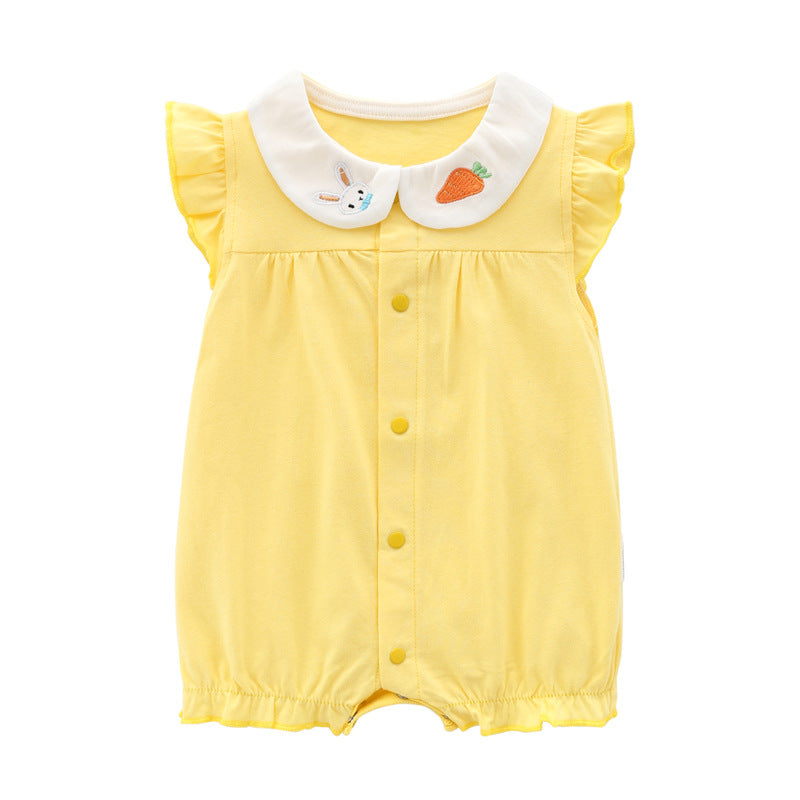 Baby Jumpsuit Summer Newborn Pure Cotton Flying Sleeve, For 6-9 Months, Imported From China