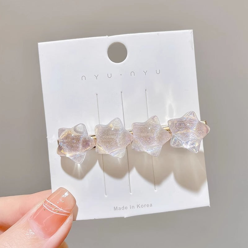 Super cute gradient star hair clip, girly duckbill clip, white color, imported from china