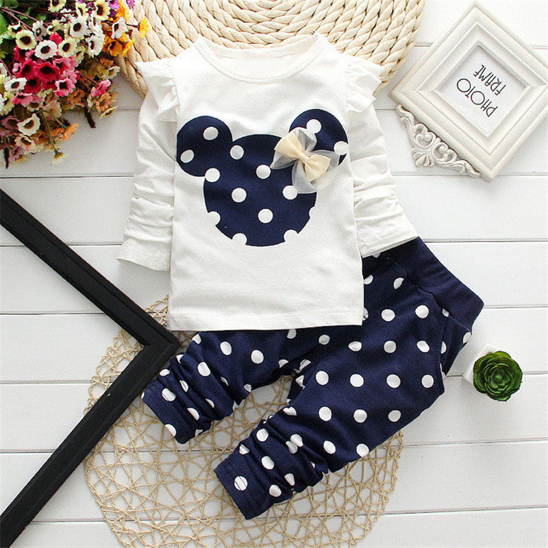 Children's Suit Spring and Autumn New Girls Mi Ni Polka Dot For 6-12 Months Imported From China