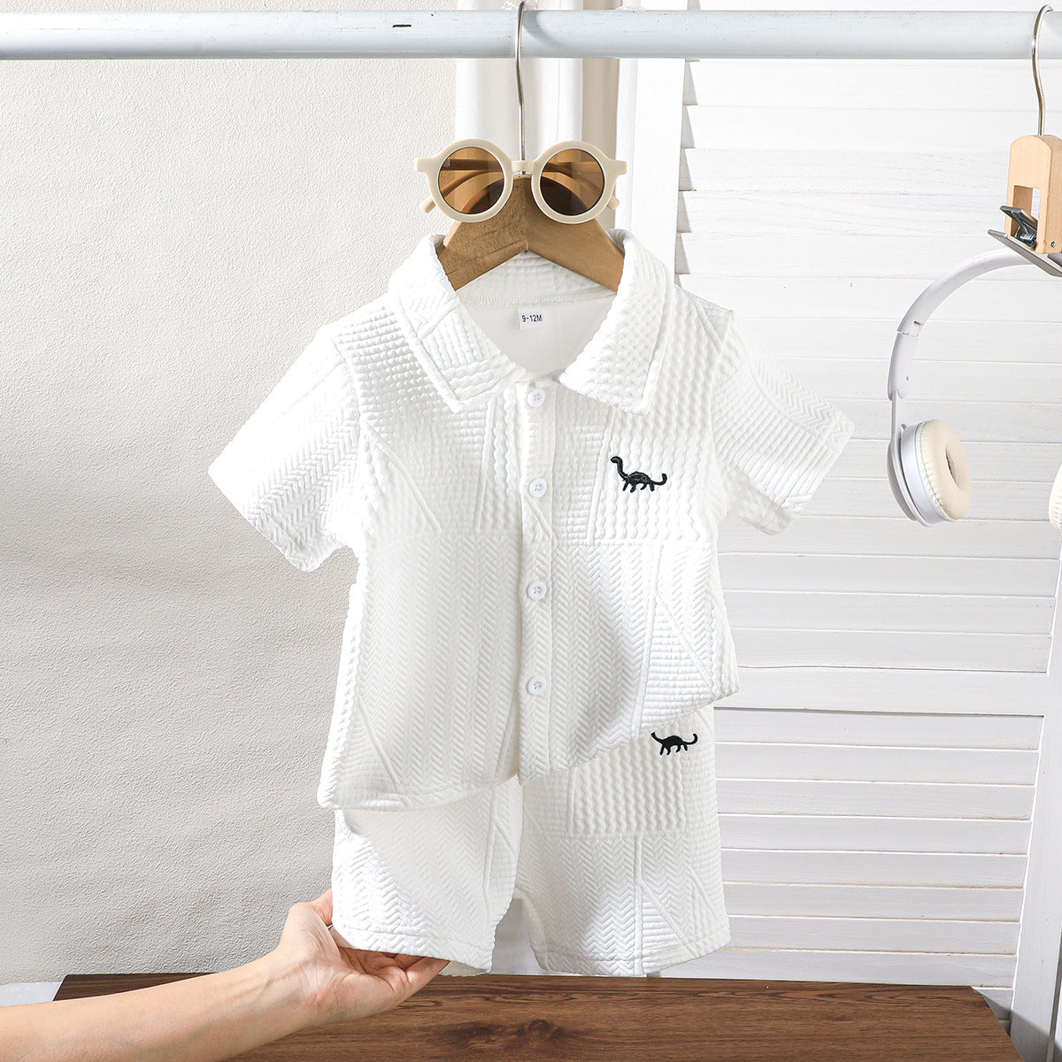 Boys' summer short-sleeved white color shirt+pant, For 1-3 Years, Imported From China