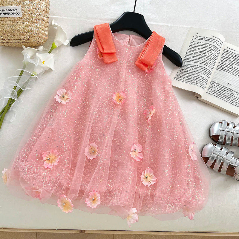 Pink Summer Girls Dress For 3-5 years, Imported from China