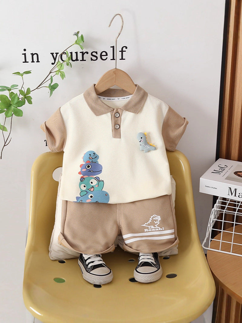 Boys' Summer Outfit Set Short-Sleeve Shorts Two-Piece Set For 1-5 Years Imported From China