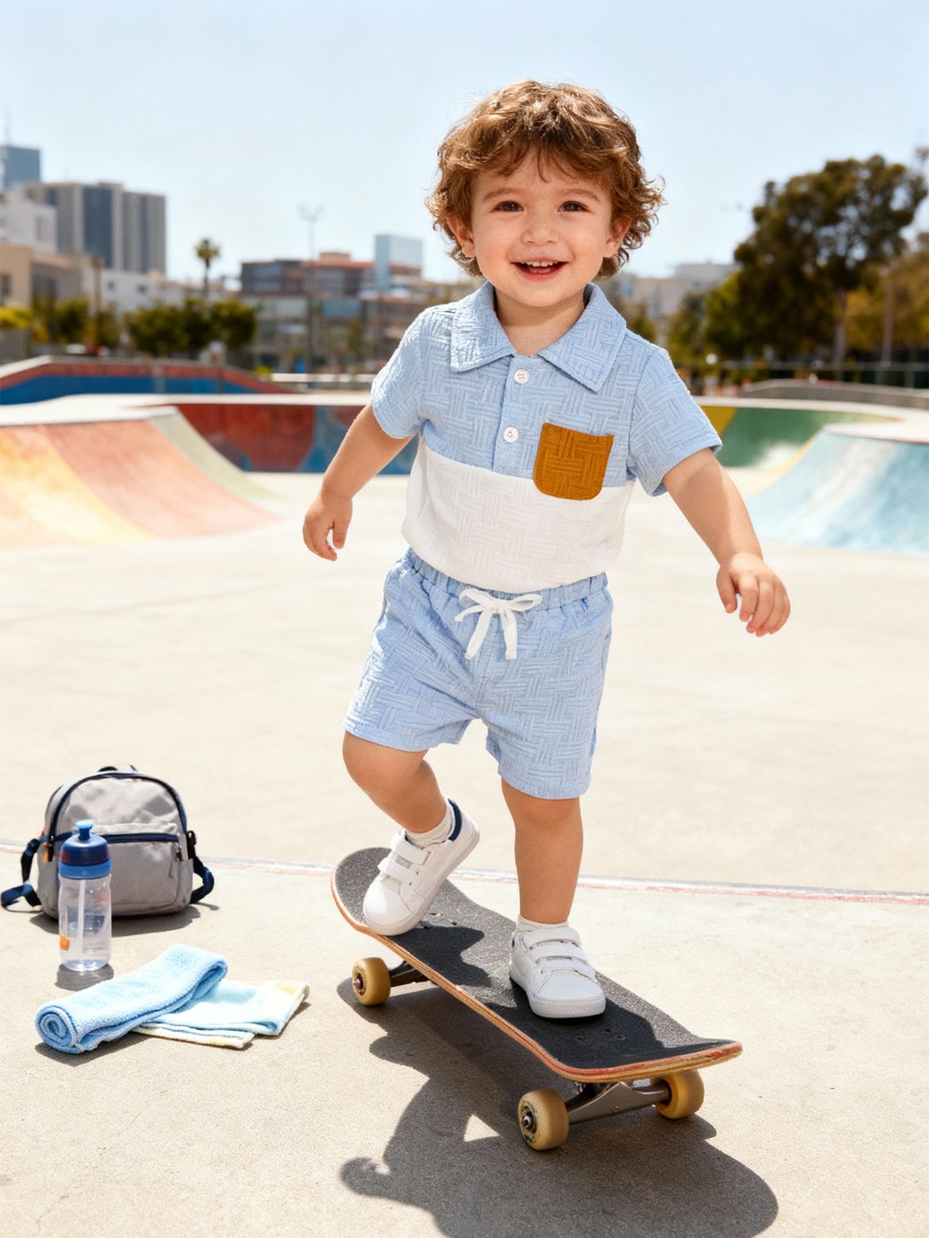 Boys' summer short-sleeved white color shirt+pant, For 3-36 months, Imported From China